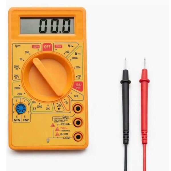 DT830D Digital Multimeter with Buzzer - Compact AC/DC Voltage, Current, and Resistance Tester